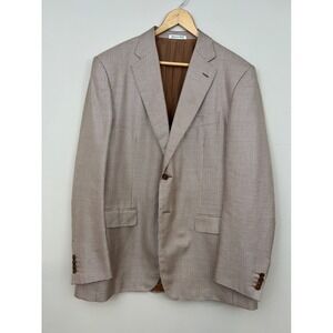Pal Zileri Brown Micro Houndstooth Check Silk Wool Blazer Sport Coat IT56 US46 L